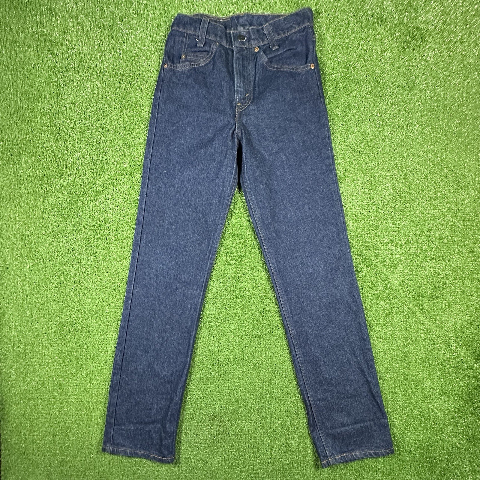 Vintage 80s Levis 718 Students Orange Tab Jeans Made in USA 26×30 Dark Wash