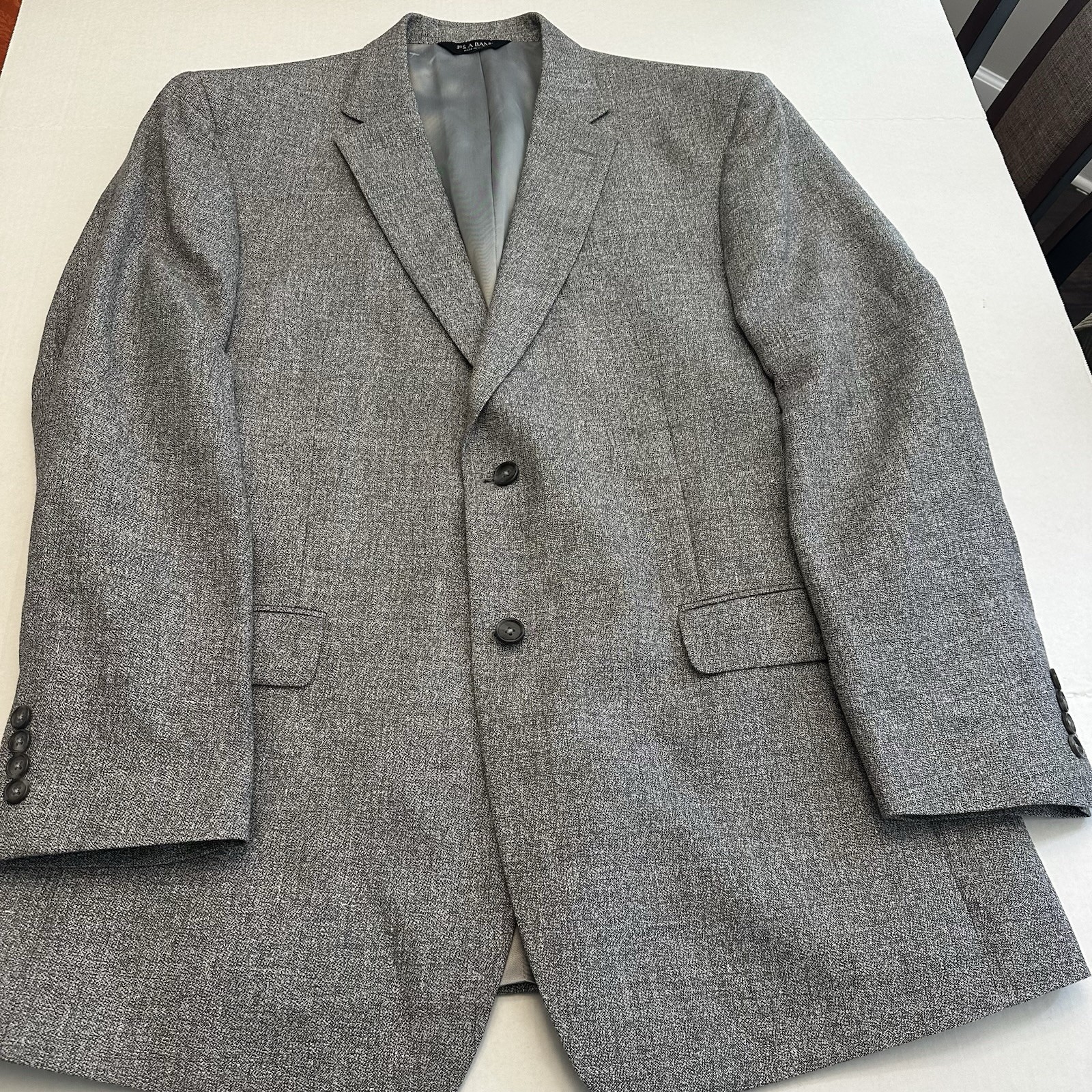 Jos A Bank Linen Wool Blend Blazer Sport Coat Men 46L Gray Two Button