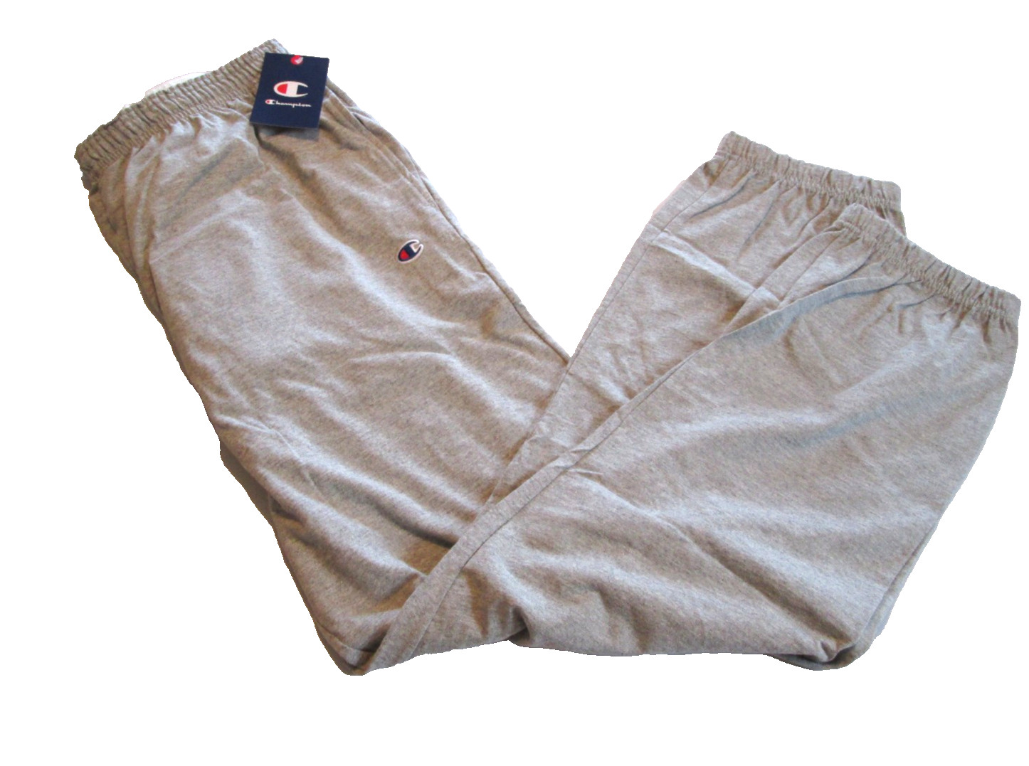 Brand New Mens Champion Lightweight Cotton Jersey Pants Gray Closed Bottom M