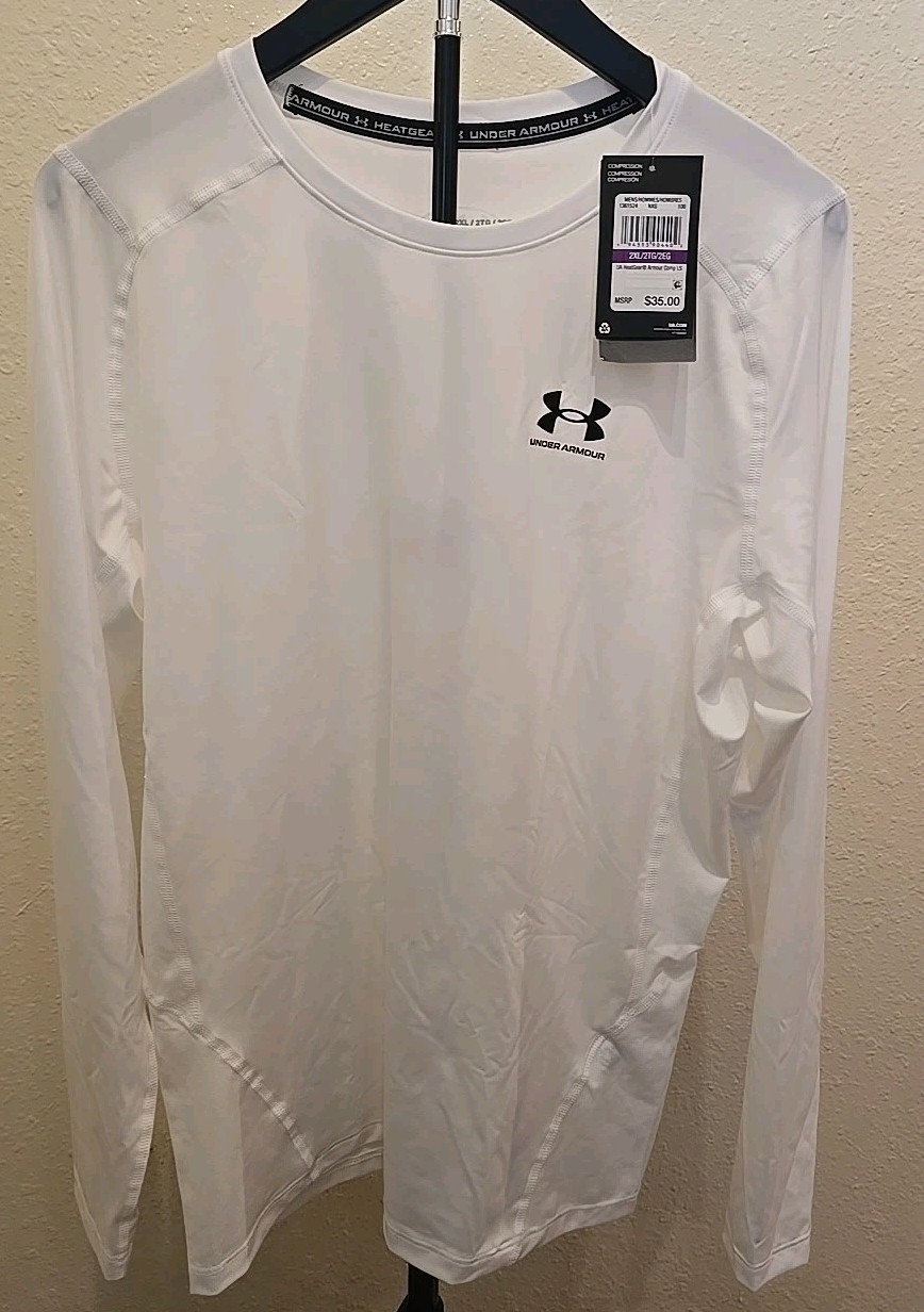 [1361524-100] MENS UNDER ARMOUR HEATGEAR ARMOUR LONG SLEEVE Size 2XL WHITE