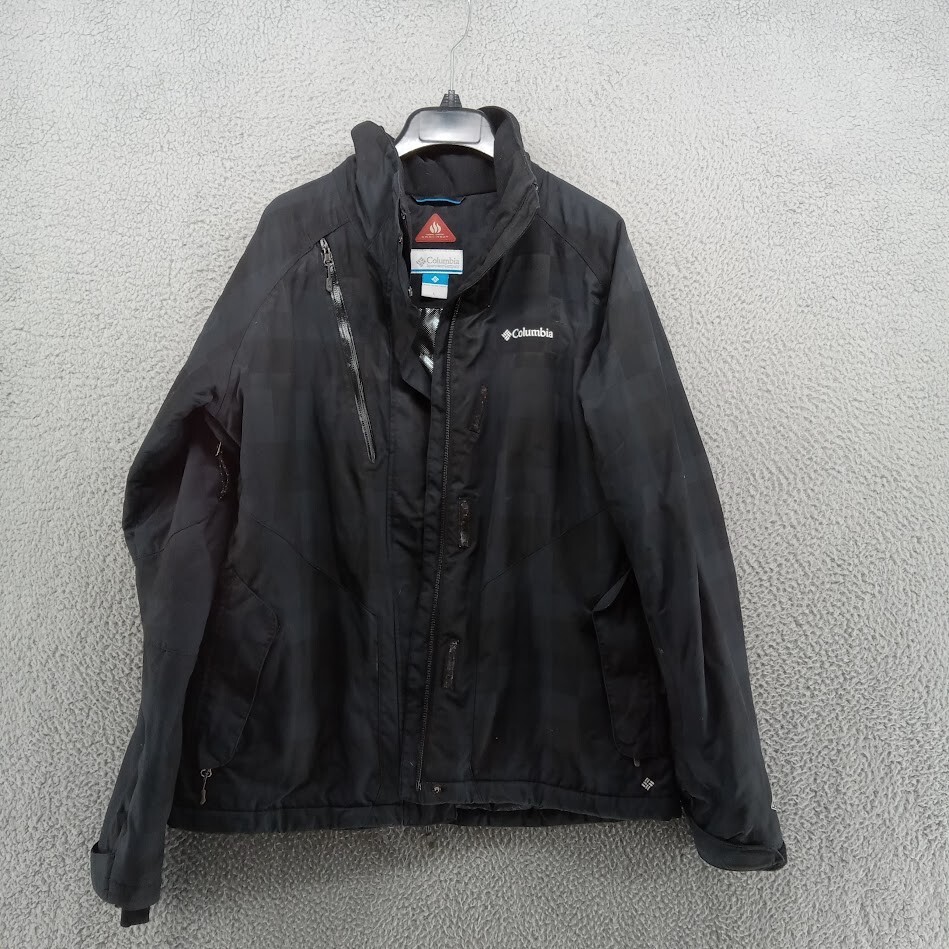 Columbia Jacket Mens Large Black Omni Tech Waterproof Breathable Thermal Comfort