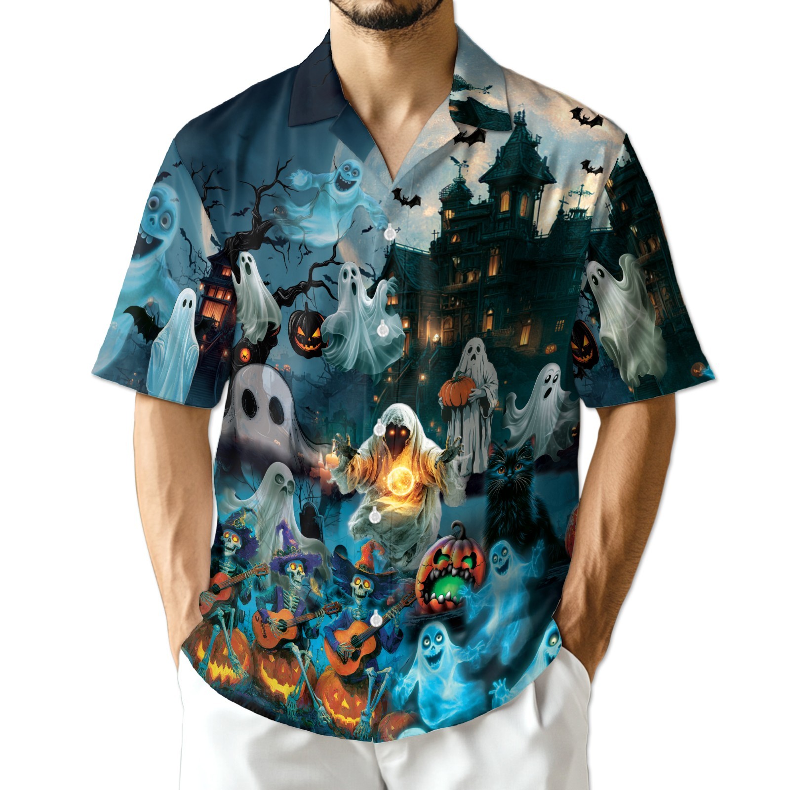 Ghost Halloween Hawaiian Shirt Spooky Aloha Party Gift Unisex