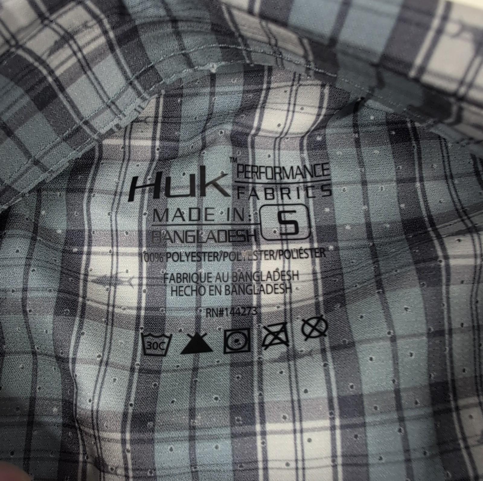 NWT HUK Tide Point Button Down Performance Long Sleeve Mens Sz S Blue Check