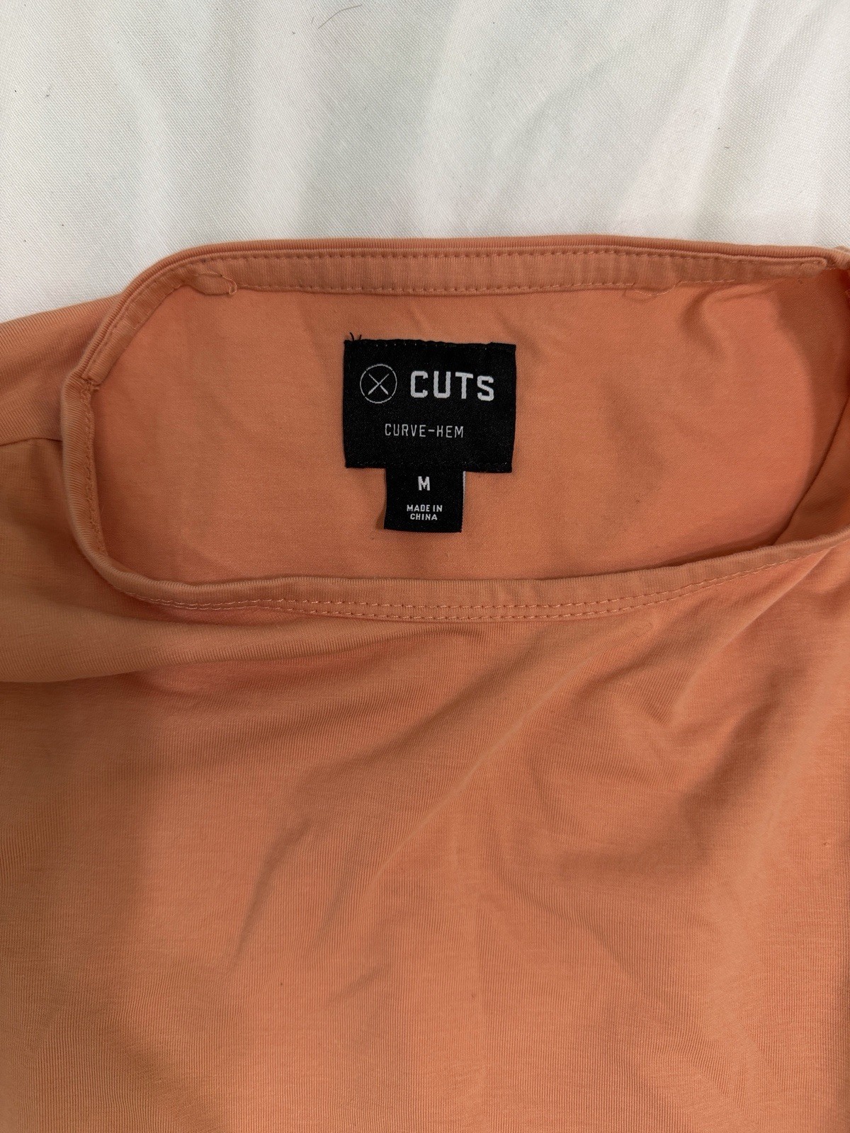 Cuts Clothing Short Sleeve Curve-Hem T-Shirt Mens Medium Orange