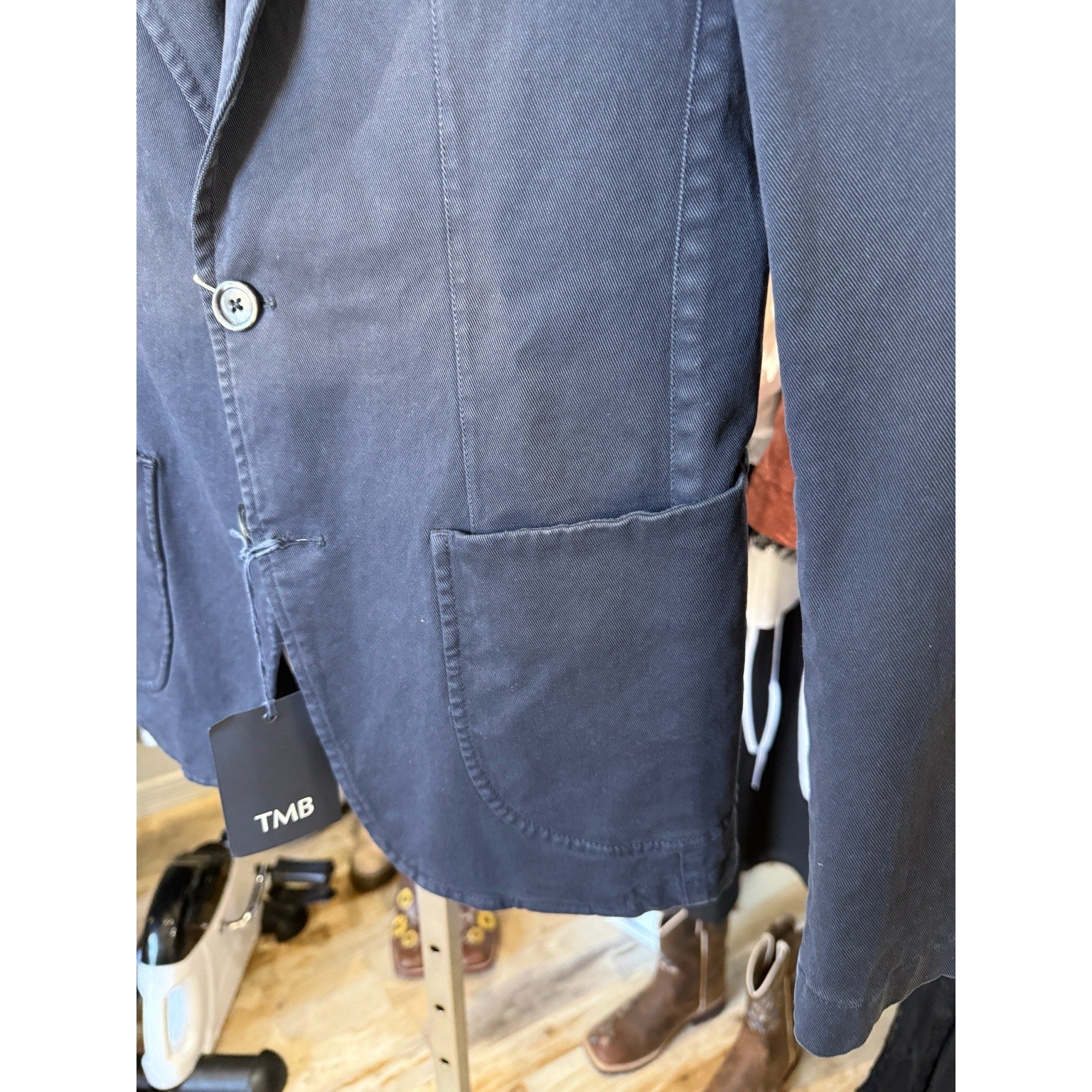 TMB Sport Navy Italian Blazer Jacket Size 46 IT 36 US Made in Italy Mens