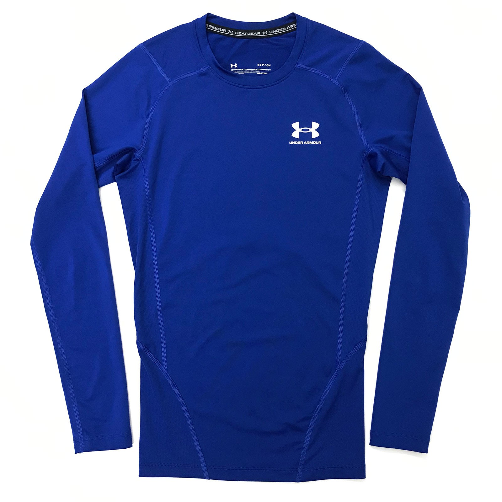 Under Armour HeatGear Long Sleeve Shirt Compression Fit Mens SMALL Blue 1361524