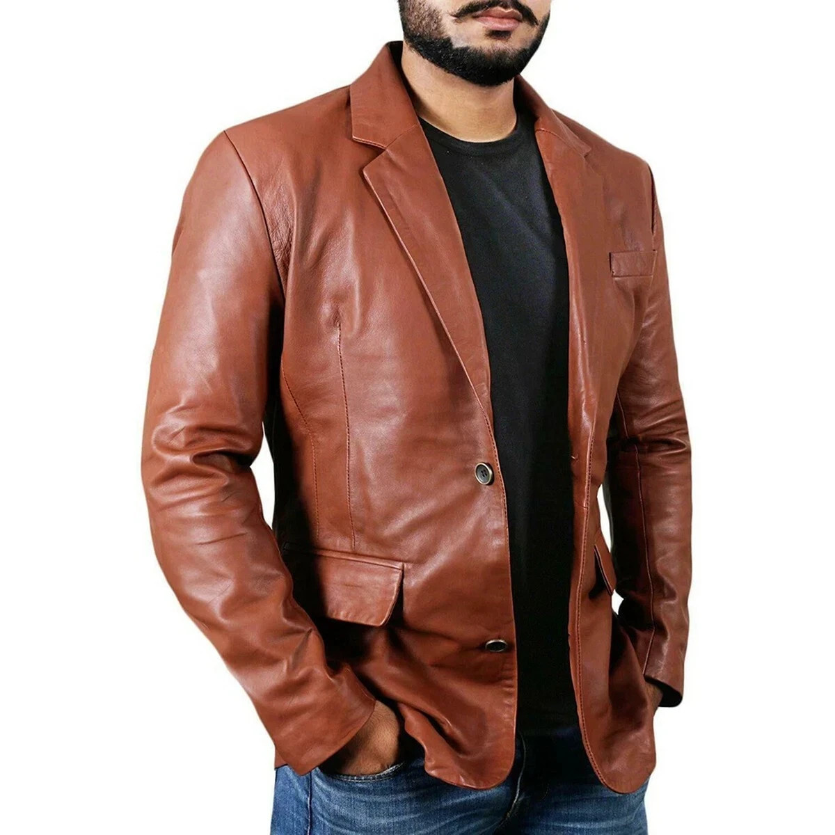 Classic Coat Party/Cocktail Men’s Genuine Leather Soft Lambskin Handmade Blazer