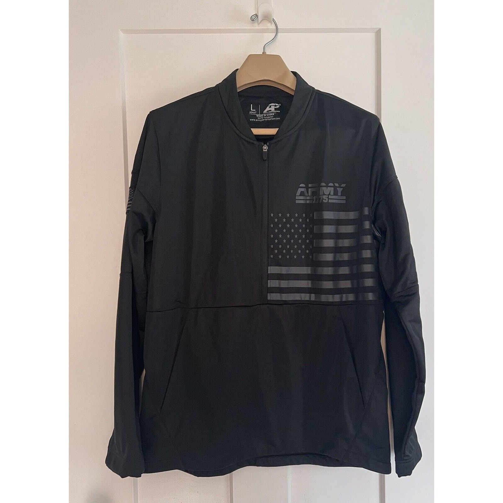 USA Army Performance Mens Large 1775 Pullover Jacket 1/2 Zip Black Size LARGE