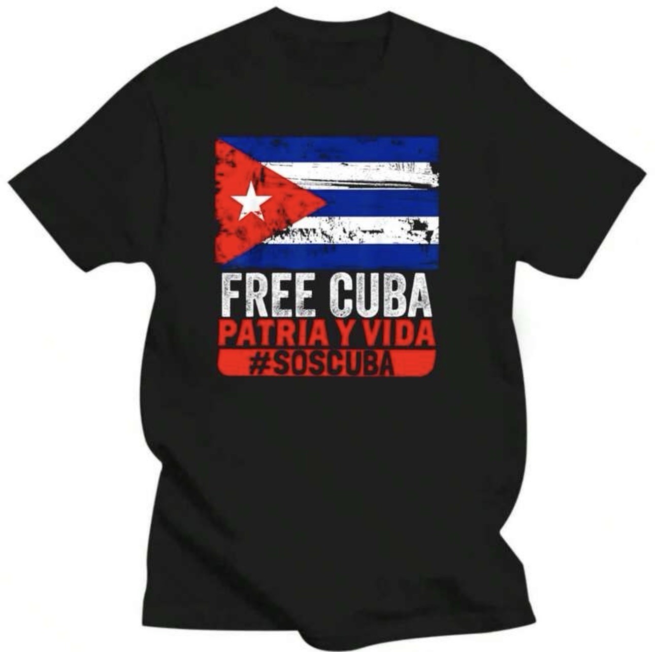T-shirt with print Free Cuba Patria Y Vida #SOSCuba