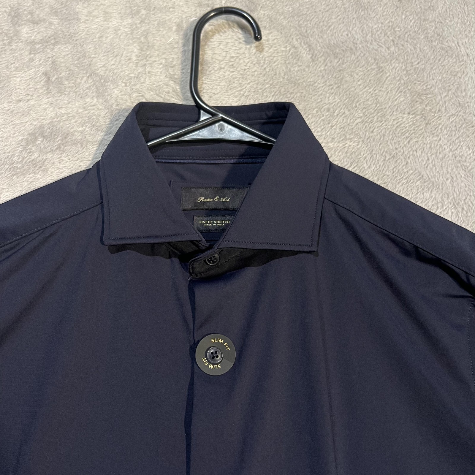 Porter & Ash Shirt Mens Medium Blue Kinetic Stretch Long Sleeve Dress Shirt