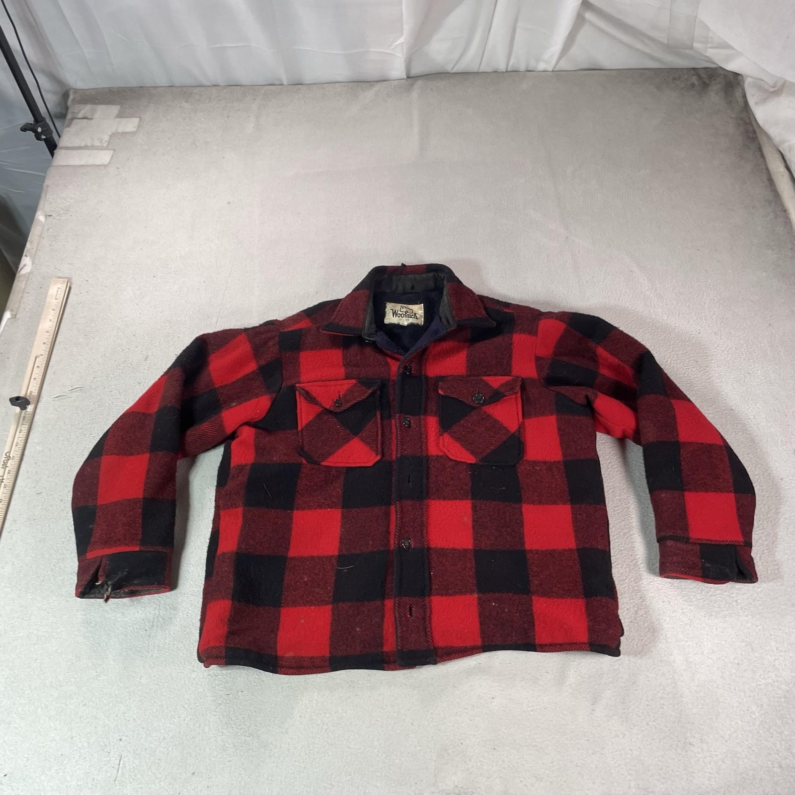 Vintage Woolrich Jacket Mens Large Red Plaid Wool Lined 60s Outdoor Hunting Coat