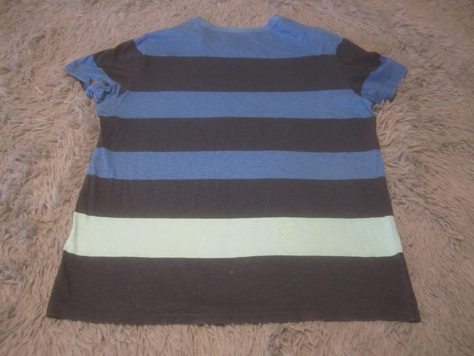 American Eagle Outfitters Shirt Mens XL Blue Green Striped Pocket Logo Tee