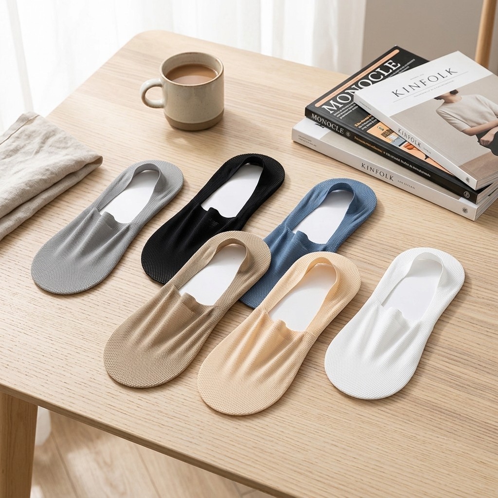 6Pairs Breathable Ice Silk No Show Socks Non Slip Low Cut Liner Socks