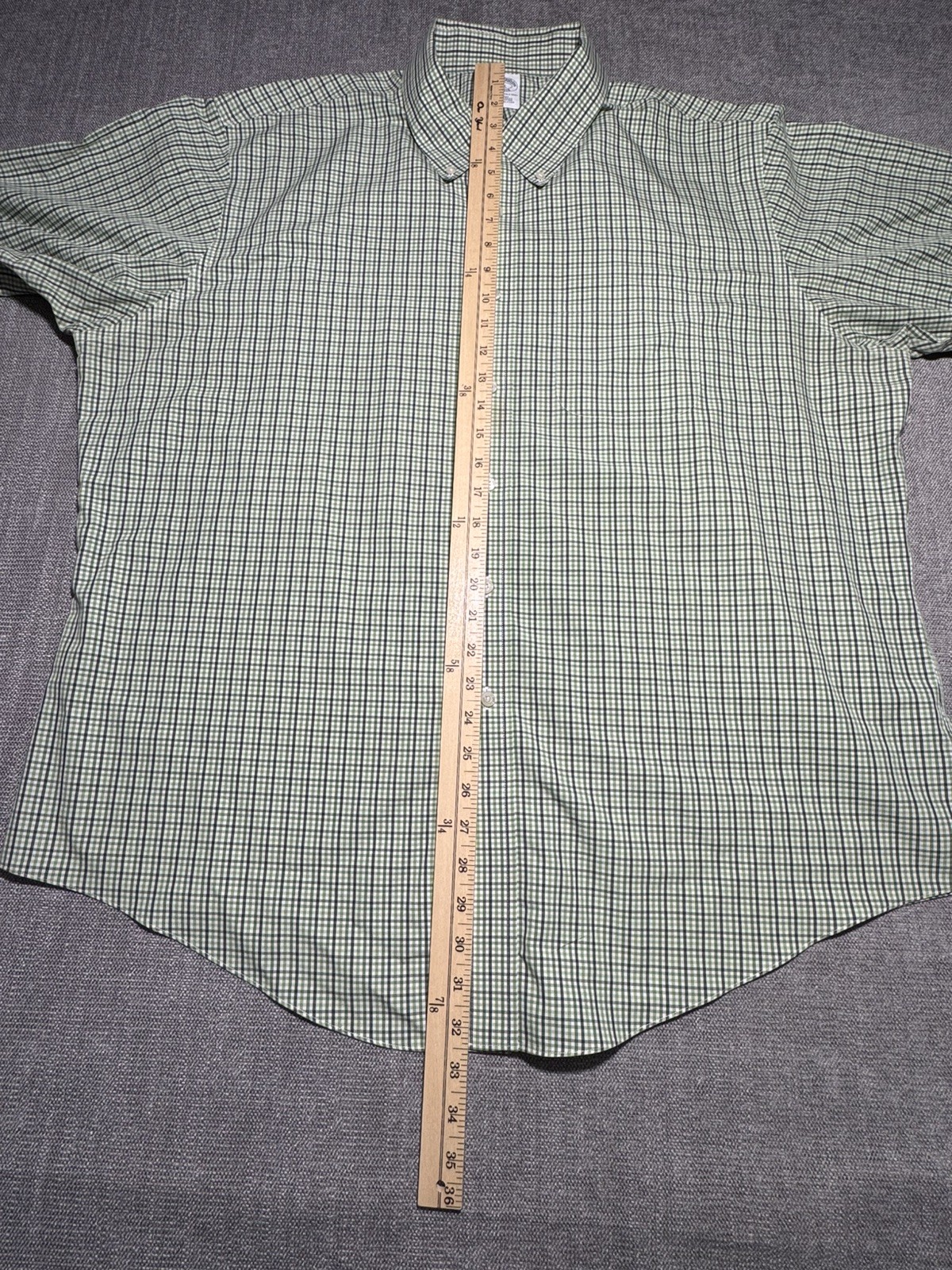 Brooks Brothers Non-Iron Supima Cotton Mens XXL Regular Fit Plaid SS Shirt Green