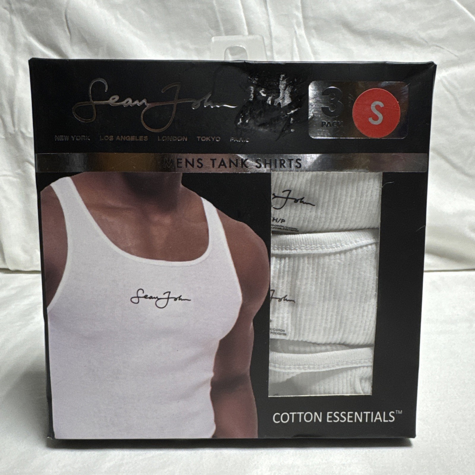 Sean John Mens Tank Shirts 3 Pack Cotton Blend Size Small Tag Free NIB