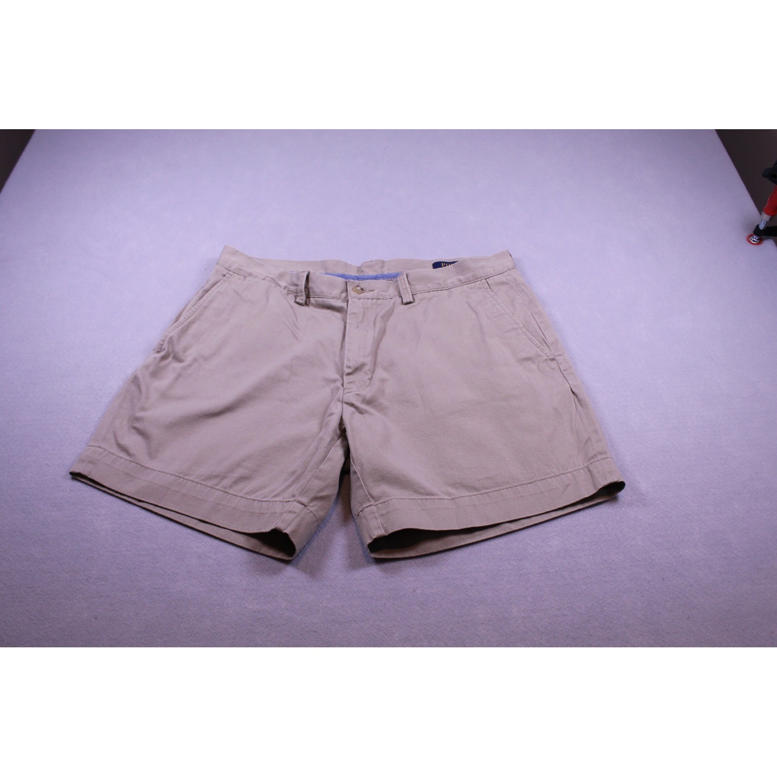 Polo Ralph Lauren Mens Chino Shorts Tan Khaki Cotton Flat Front Size 34