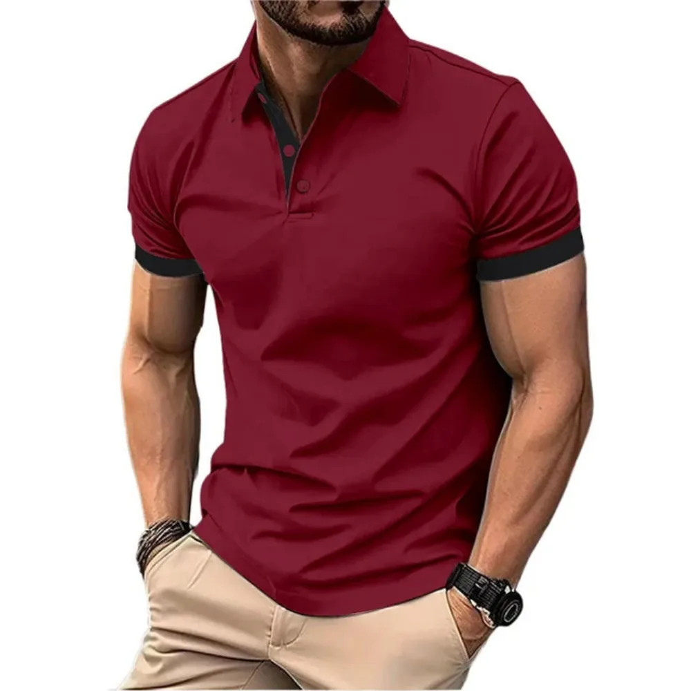 Men’s Color Polo Shirt Slim Fit Casual Gym Tshirt Fashion Tee English Style Gift