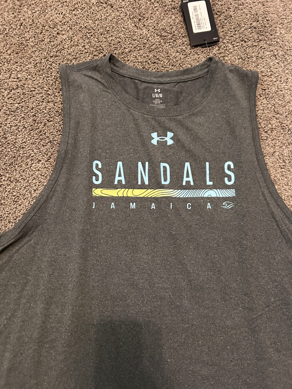 Sandals Under Armour Tech Muscle Tank Men’s L Gray Loose Fit Crew Neck NWT