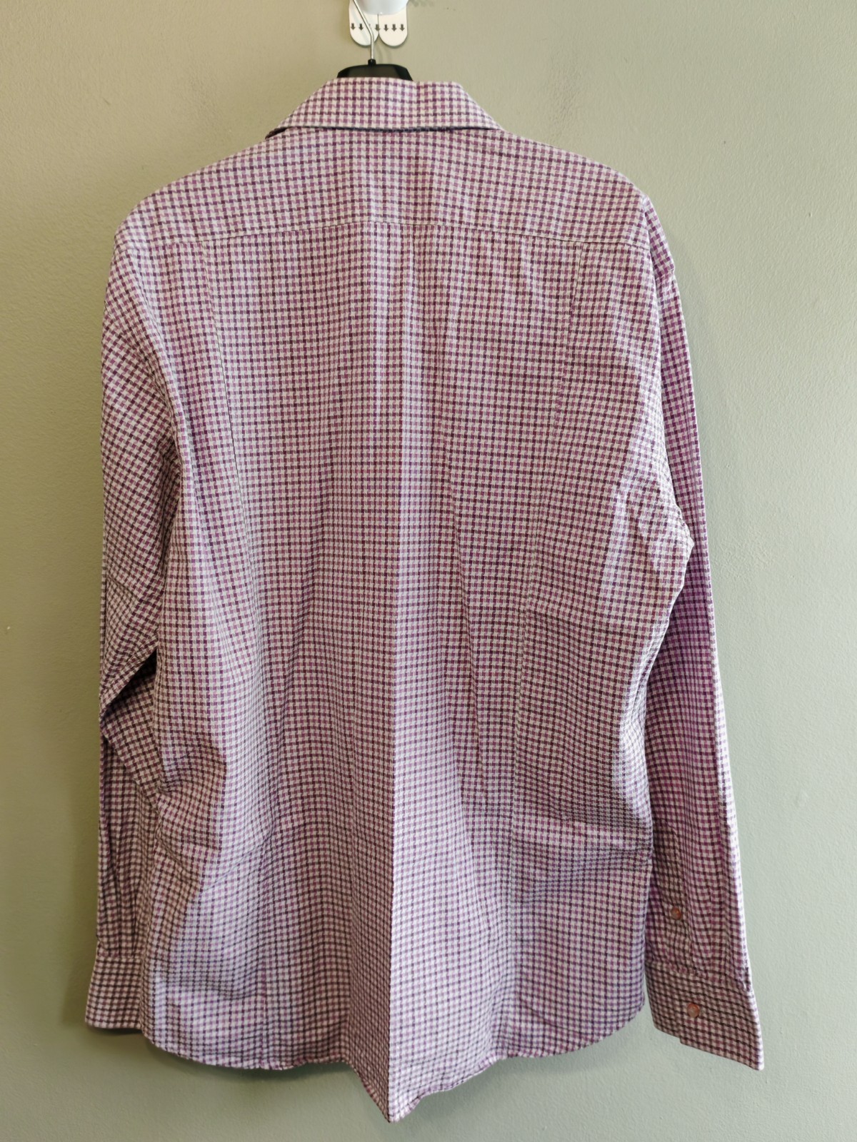 Coton Doux Mens Shirt 42 16.5 Purple Pink White Long Sleeve Smart Casual Starred