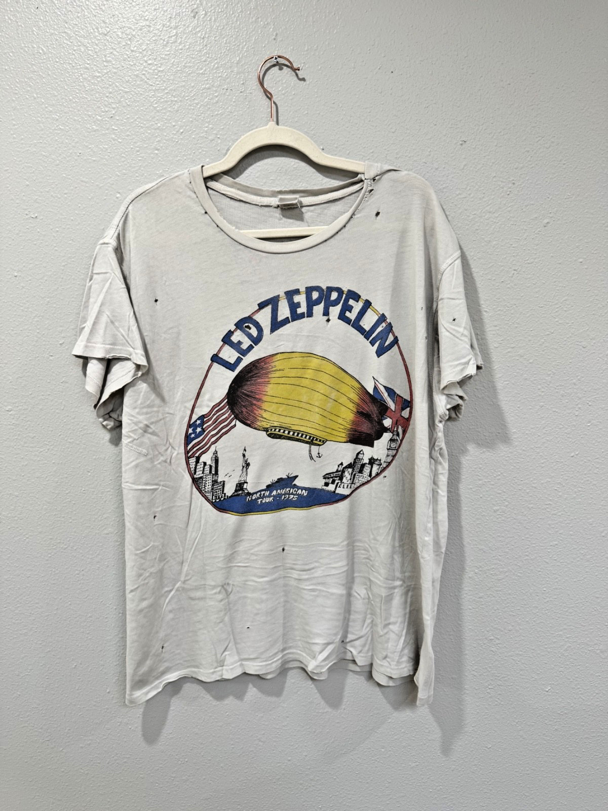 Madeworn LED ZEPPLIN 1975 Mens T-Shirt – White / Cream XXL