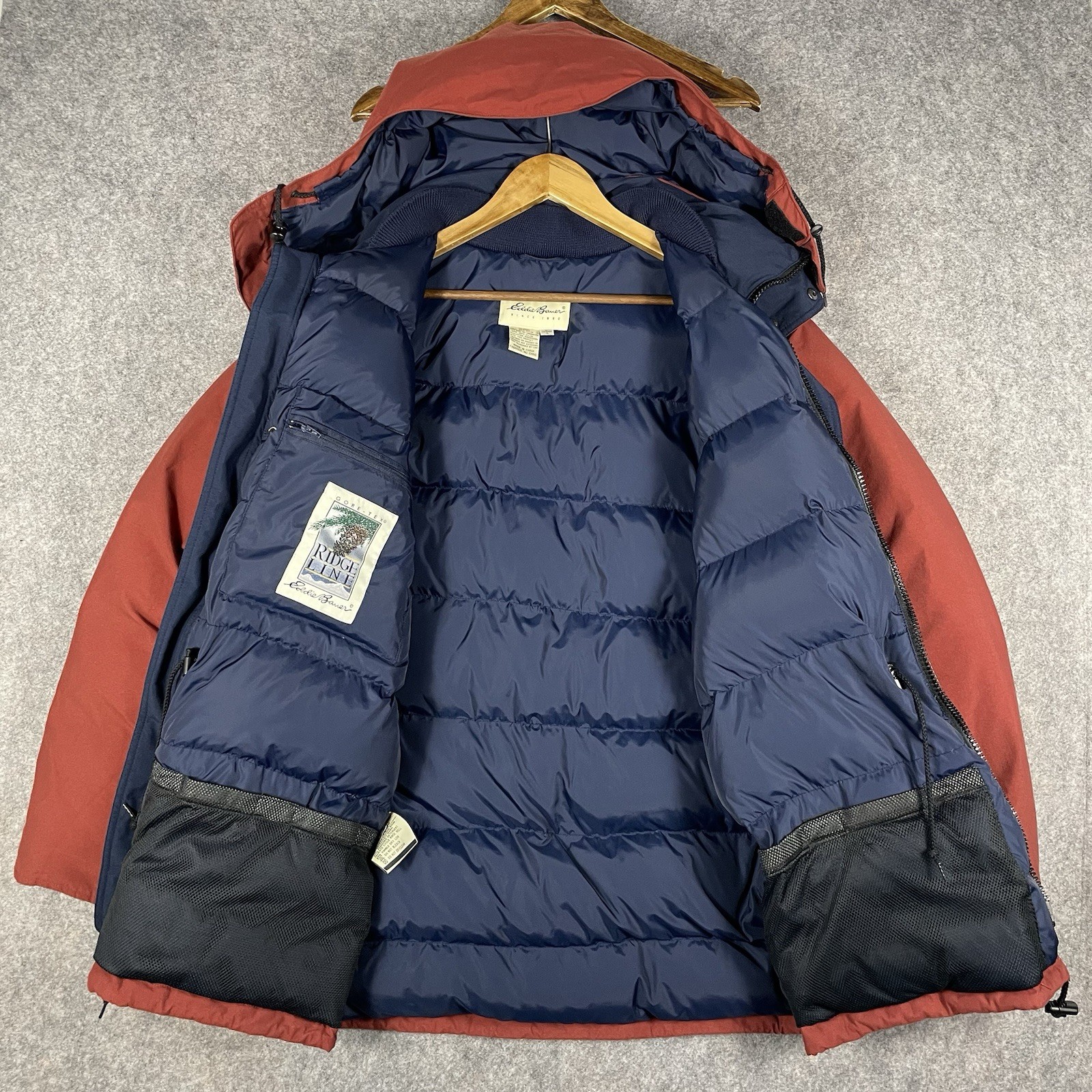 Eddie Bauer Goose Down Parka Jacket Mens Large Puffer Ridgeline Gore Tex W/Hood
