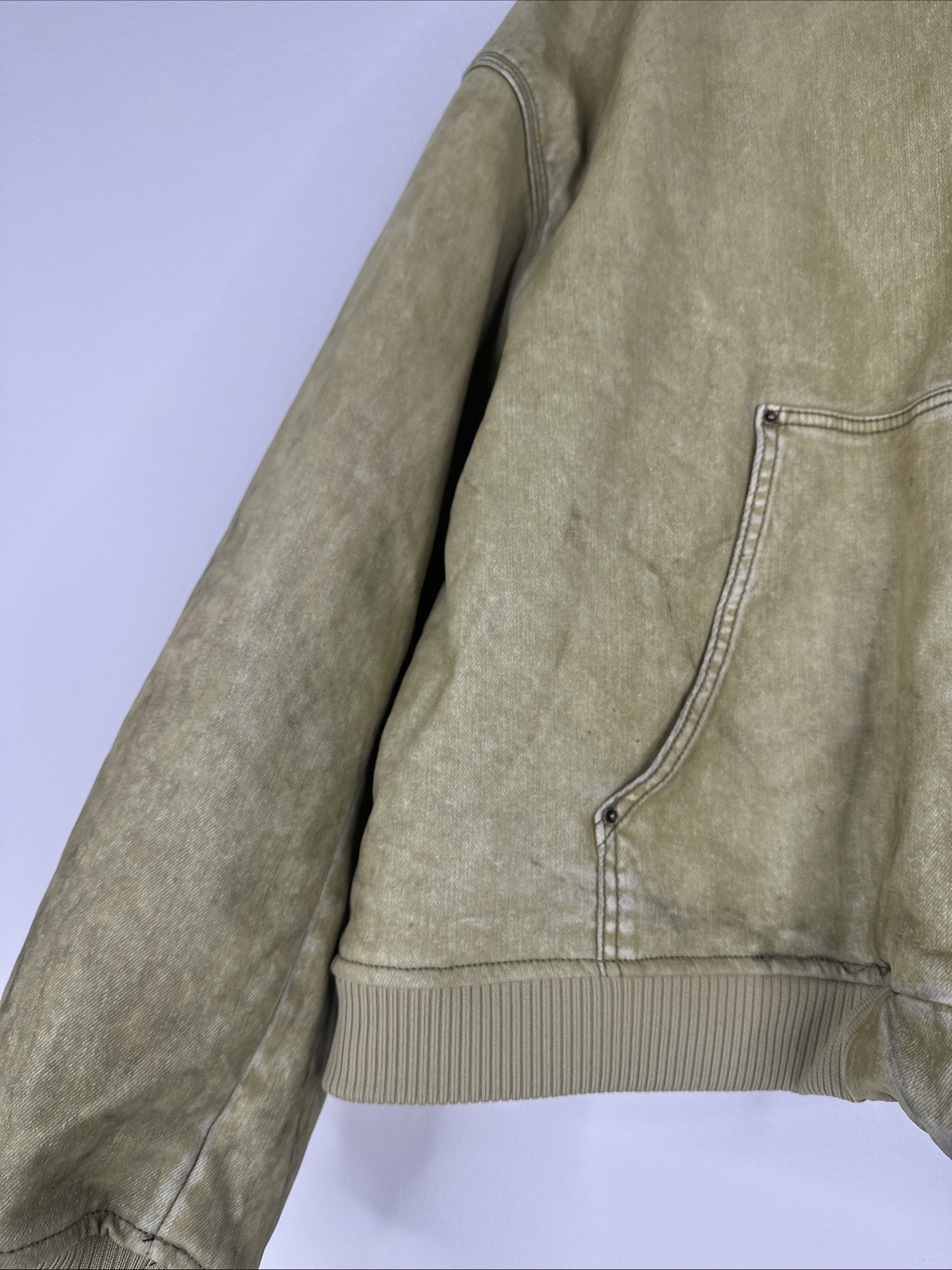 MNML FLOCKED HOODED ZIP UP WORK JACKET MENS SIZE 2XL TAN