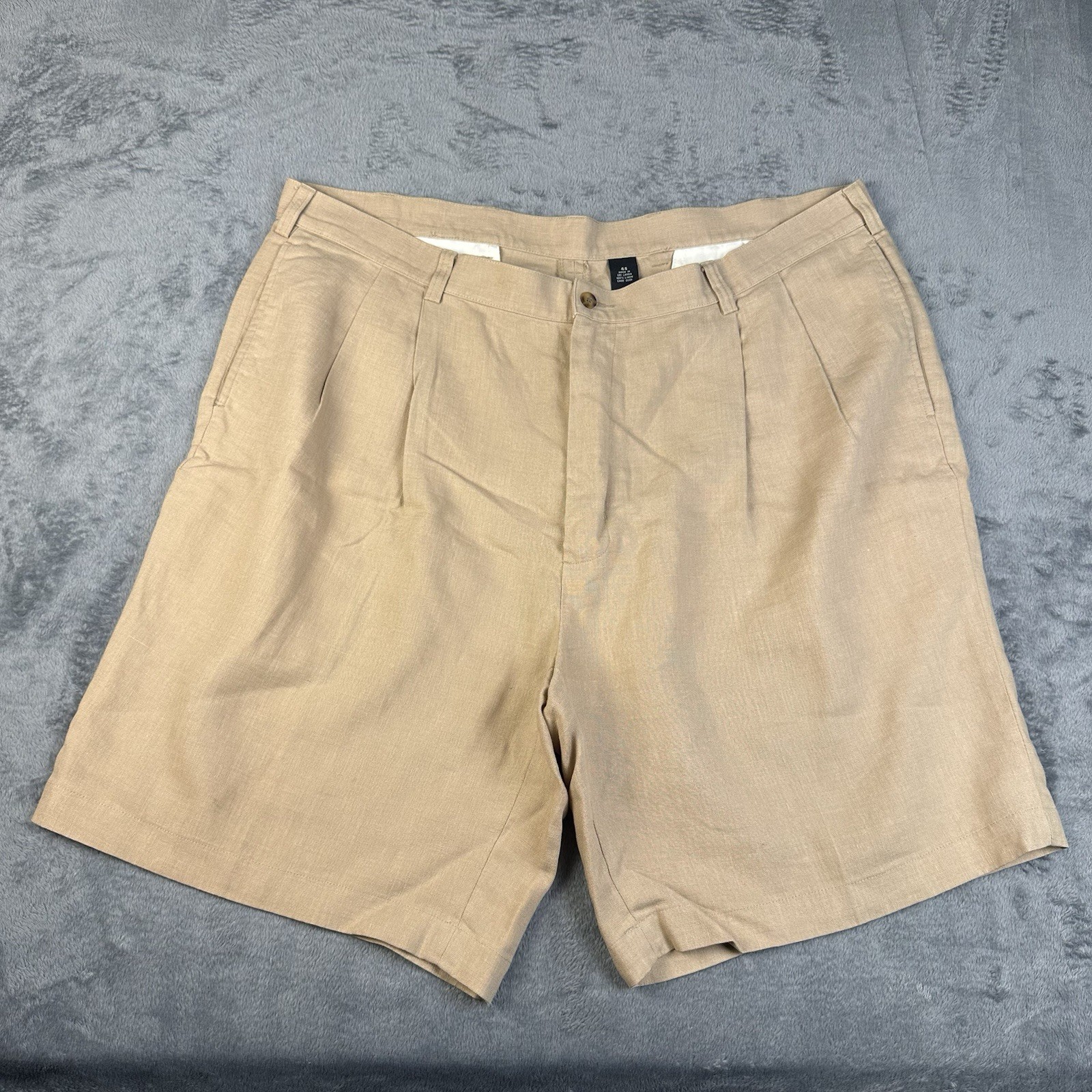 Jos A Bank Men’s 100% Linen Dress Shorts 44 Beige Pleated Chino Travelers Collec
