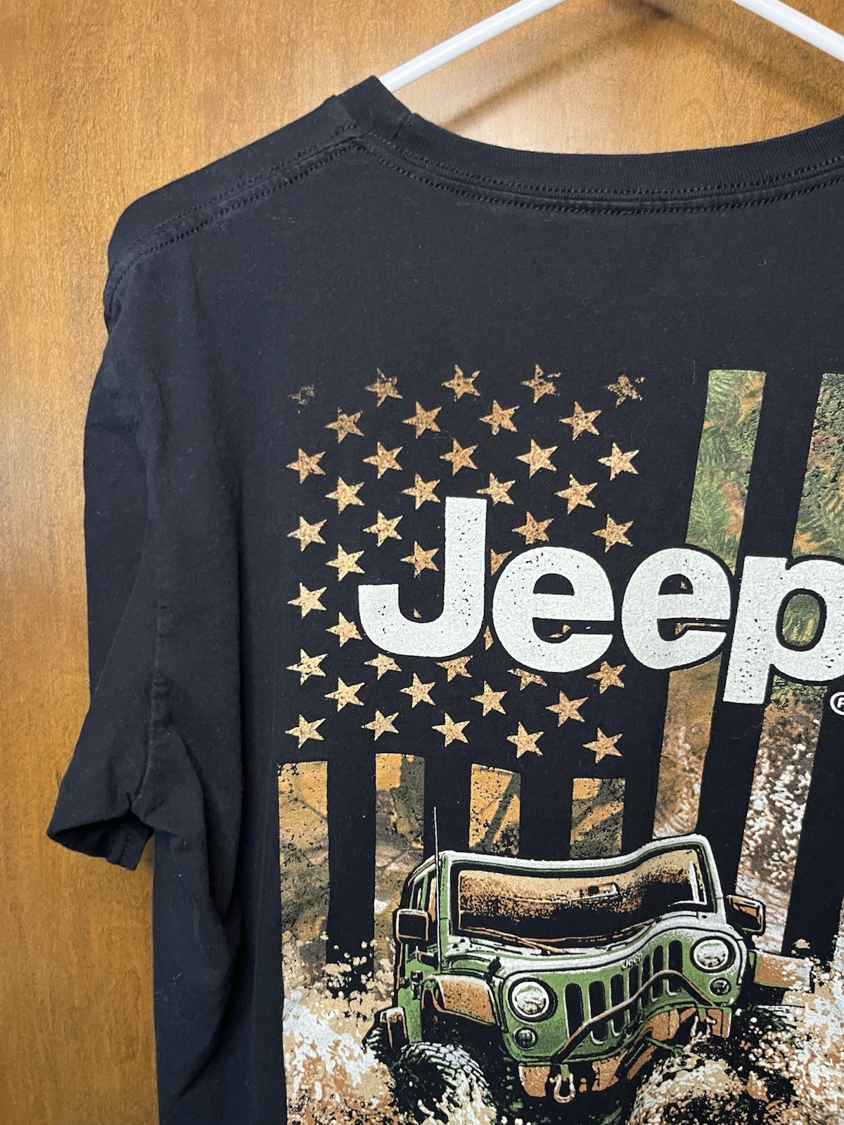 Jedco Jeep Wrangler Graphic Tee With Flag Short Sleeve T-Shirt Mens Size Large