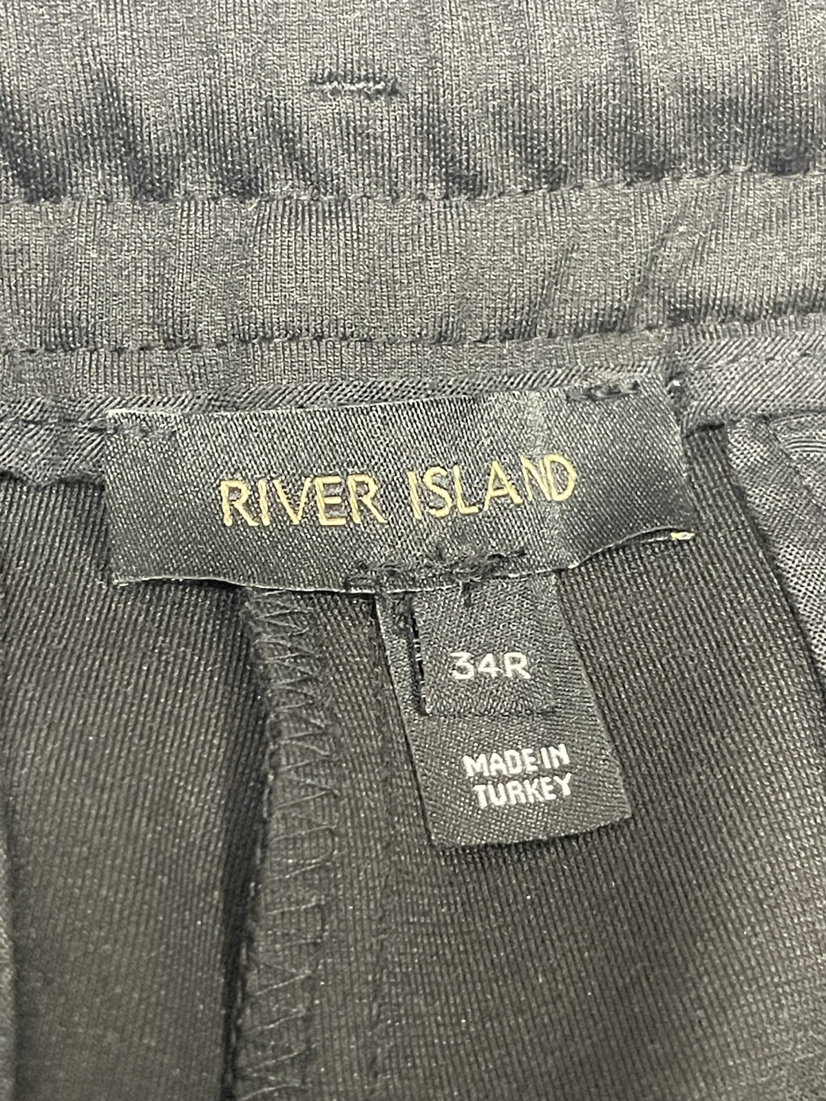 River Island Sweatpants Men 34×29 Black Super Skinny Side Trim Zip N202