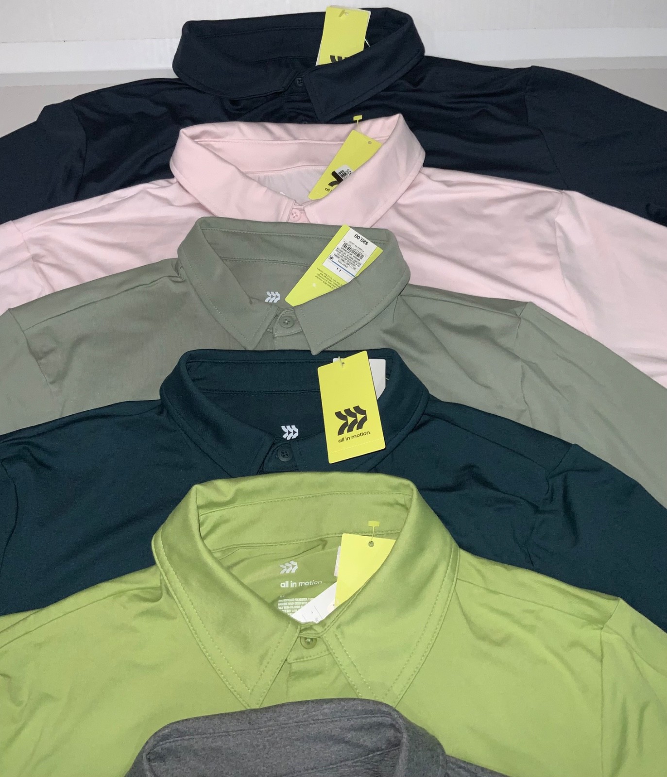Jersey Polo Shirt All in Motion Wicking Stretch No Roll Collar COLOR CHOICES