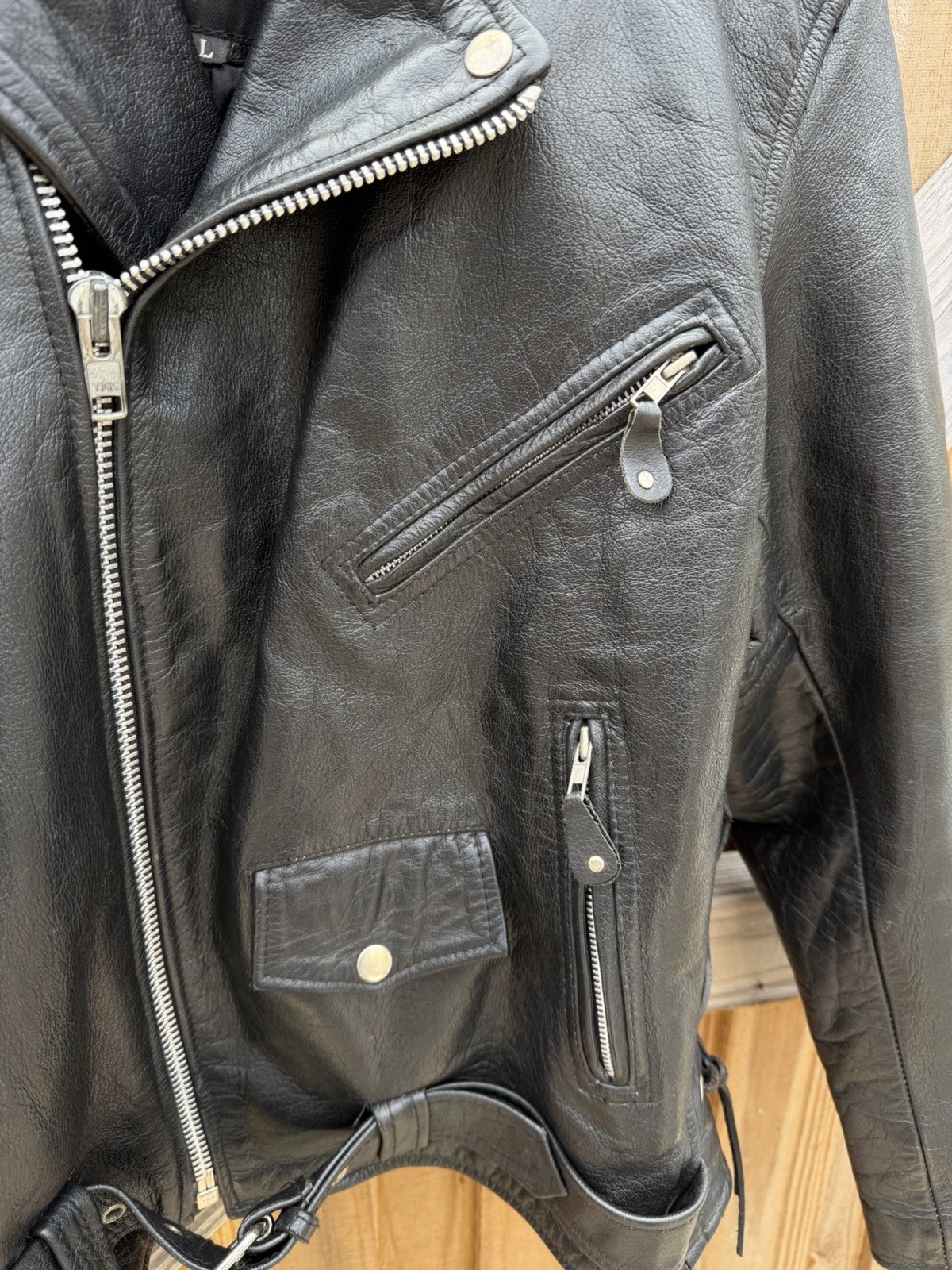 Xelement Black Motorcycle Jacket Large Zipper Button Buckle Full Zip Lined
