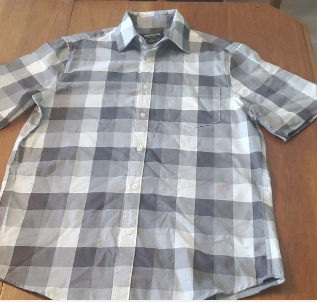 Claiborne Men’s Short Sleeve Grey/White Small