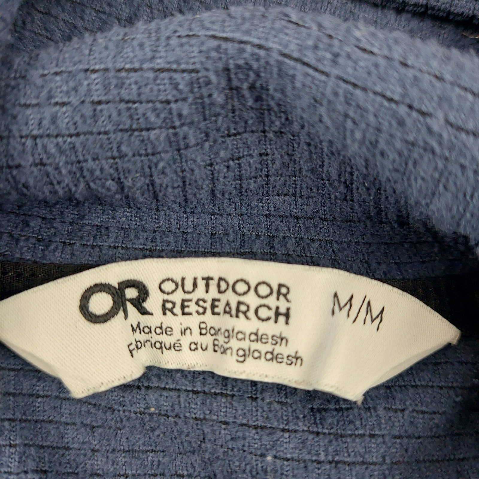 Outdoor Research Vigor Hoodie Mens Medium Blue Grid Fleece Full Zip Jacket