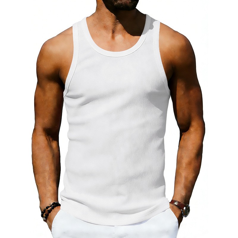 Elastic ribbed sports fitness quick-dry breathable tank top men’s