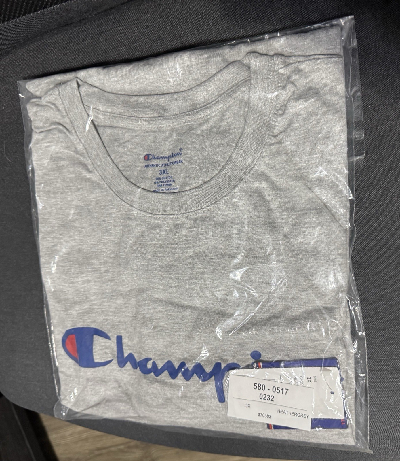 BIG MENS CHAMPION HEATHER GRAY CREW NECK ATHLETIC LOGO SHIRT NWT 3XL $25