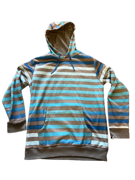 Burton Dryride Mens Pullover Snowboard Fleece Technical Striped Jacket Hoodie L