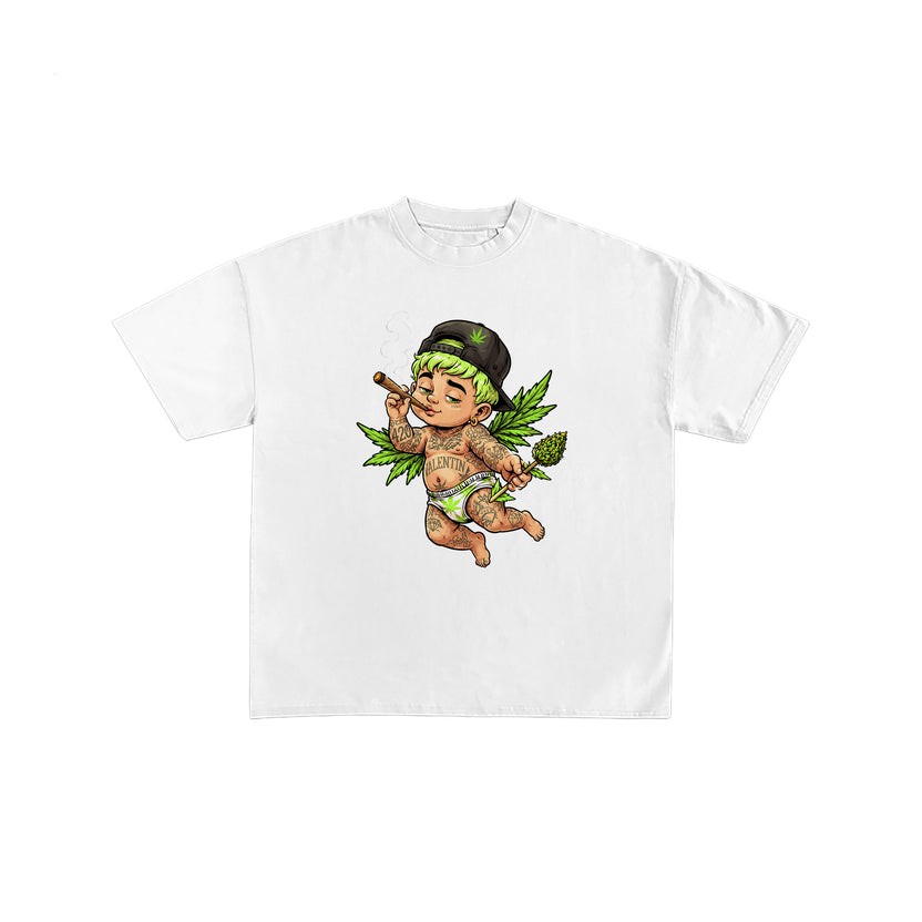 Stoner Cupid Weed Graphic White T-Shirt