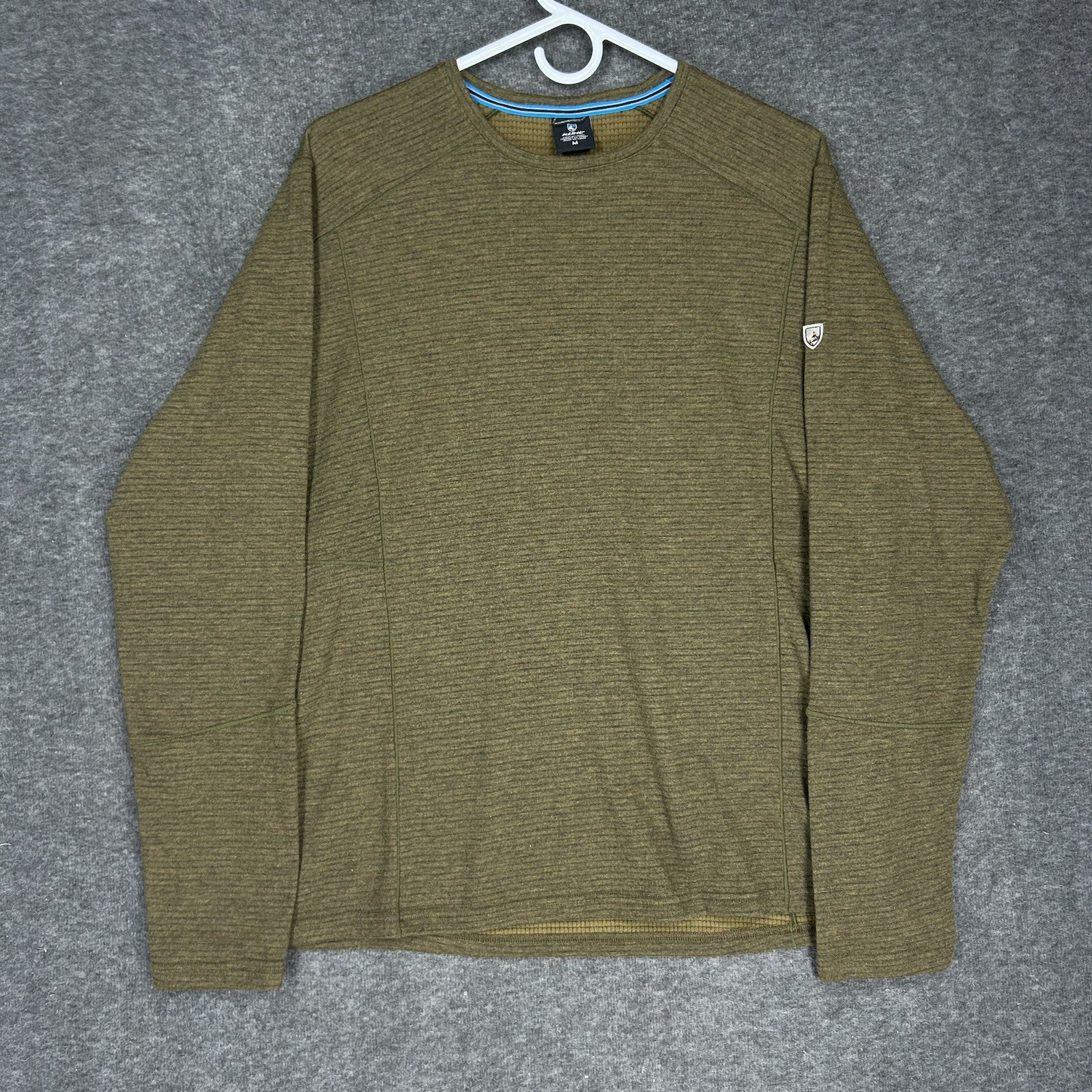 KUHL Reactiv Lite Grid Crew Base Layer Top Mens M Green Breathable Wicking