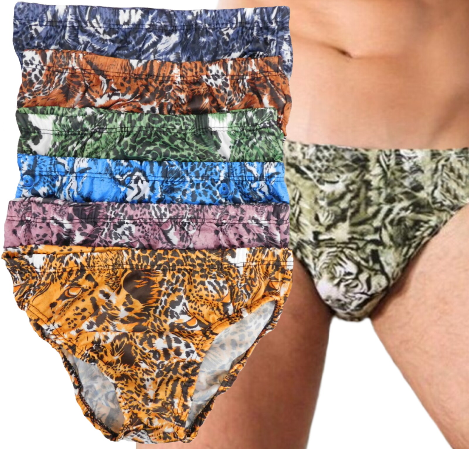 6 PK BIKINI ANIMAL PRINT UNDERWEAR LOW RISE BIKINI BRIEF SMALL (28-30)