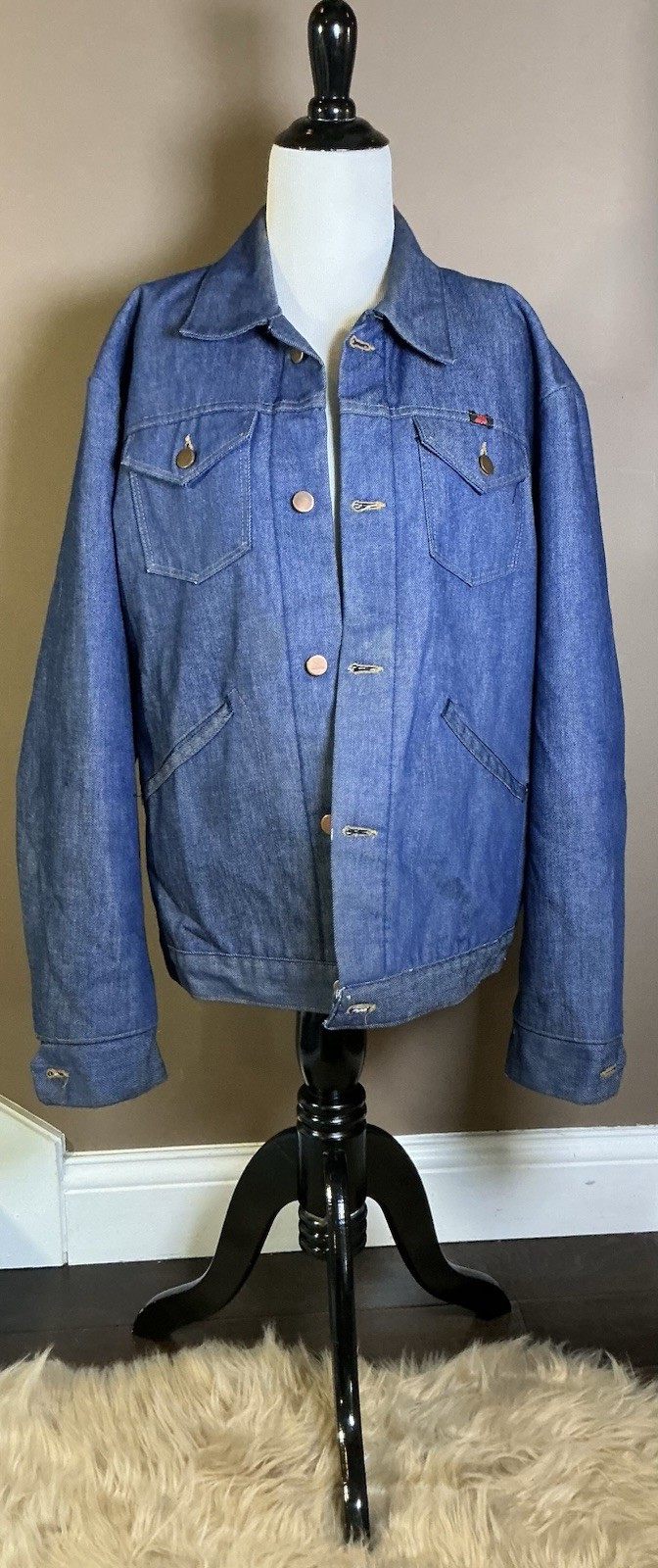 Vintage Red Kap Sherpa Lined Denim Work Jacket Men’s Large USA Workwear 70s 80s