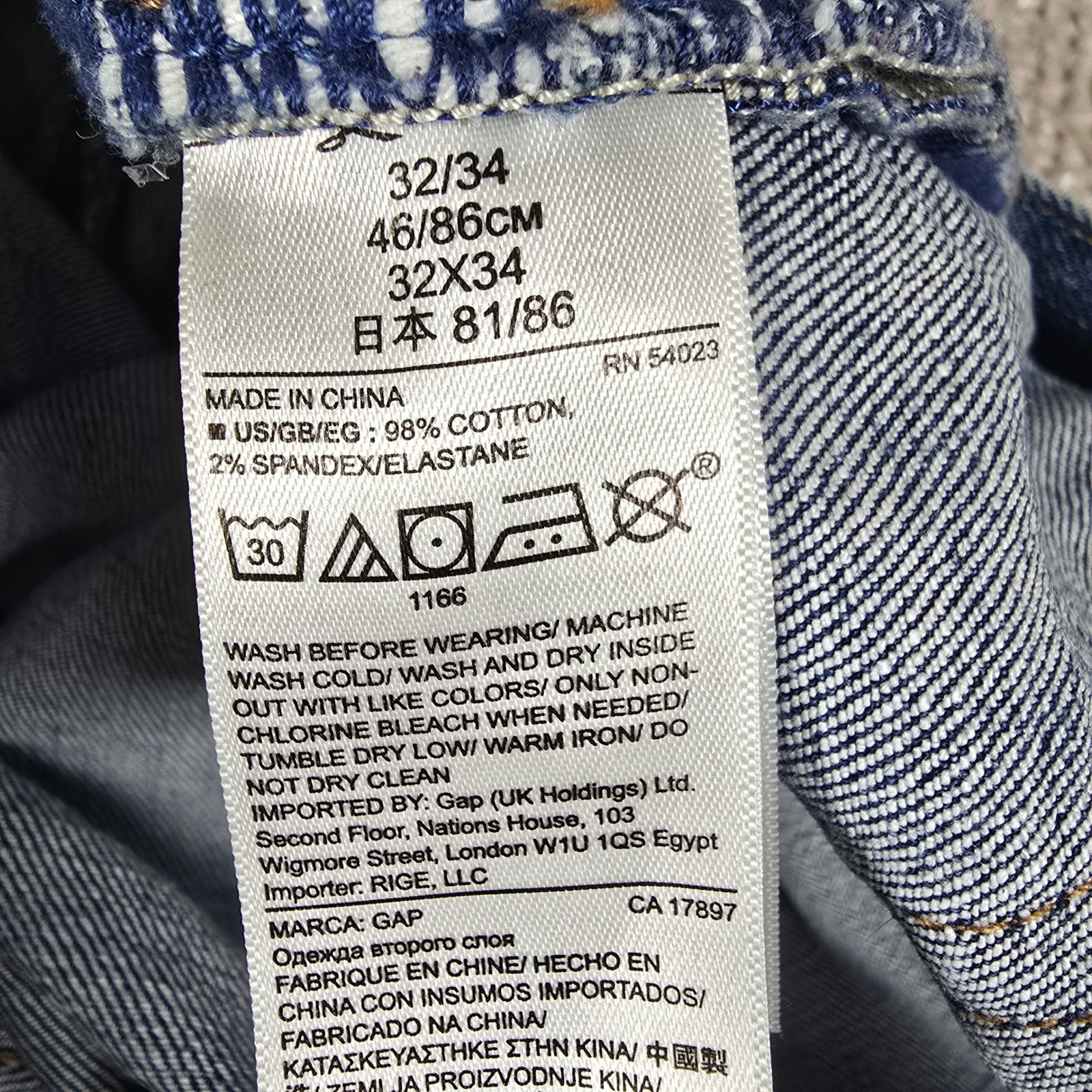Gap 1969 Slim Fit Mens Blue Denim Jeans 32×34 Medium Wash RN54023