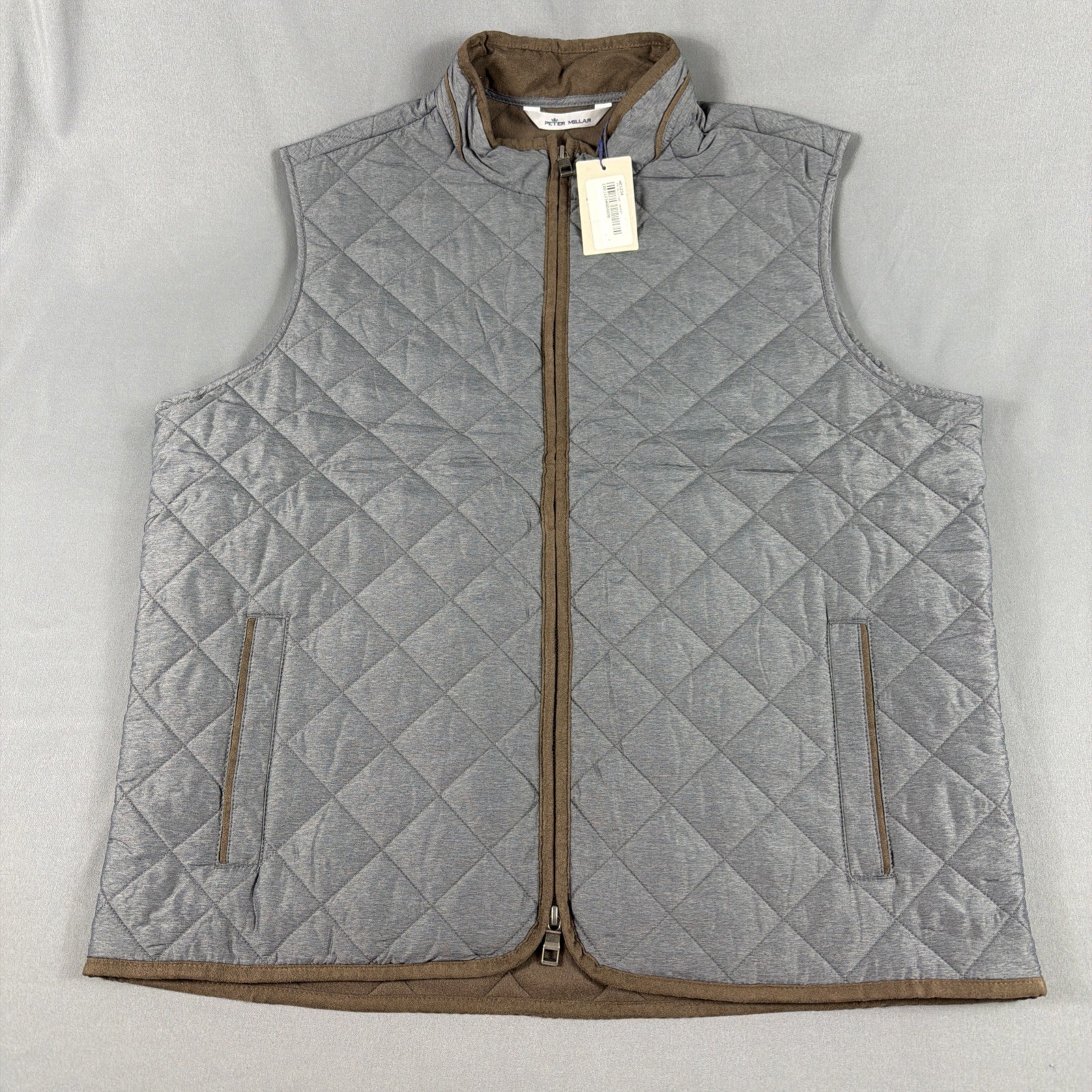 Peter Millar Golf Vest Crown Essex Quilted Large Iron Gray Polyester MSRP $230
