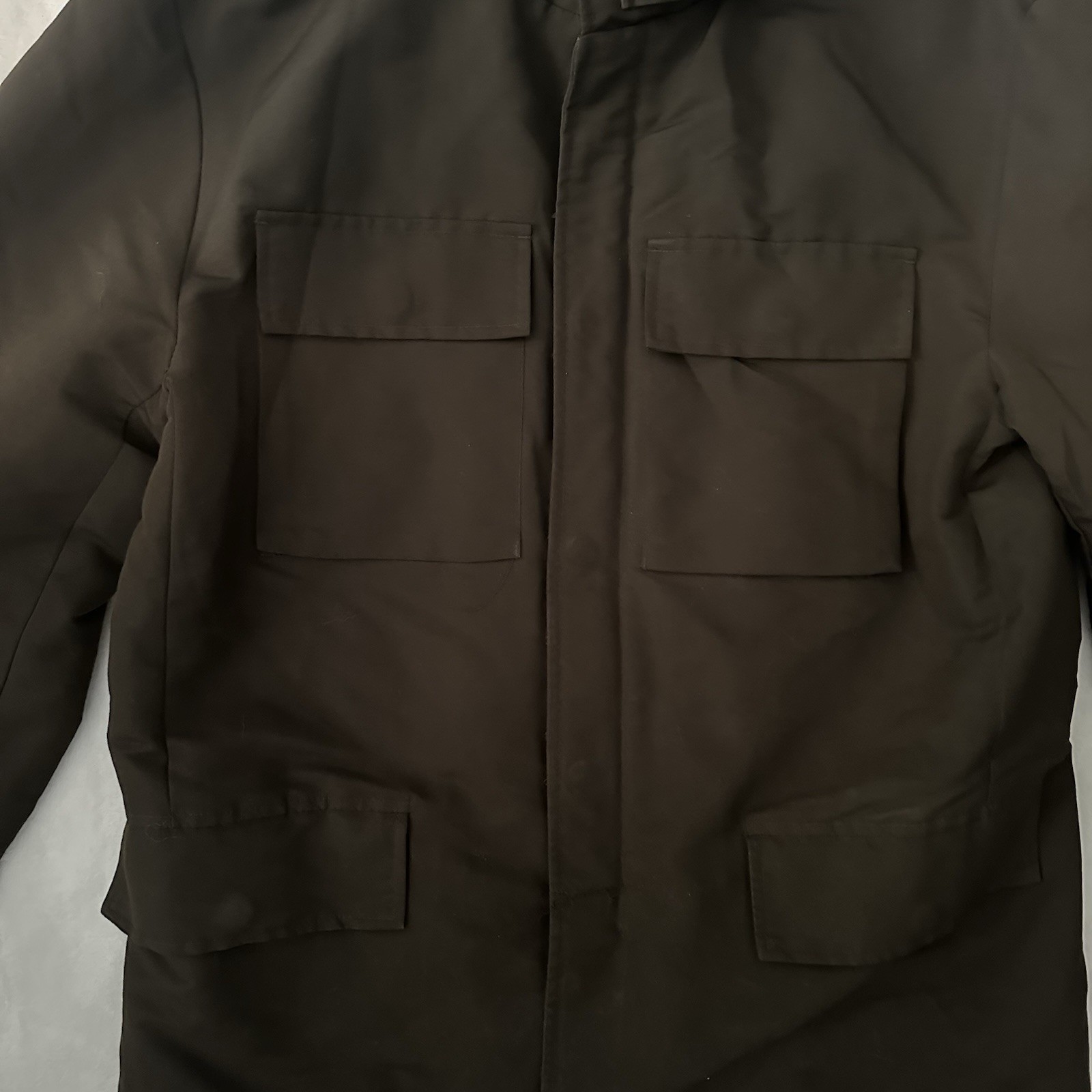 GAP Jacket Men’s Size Small Brown Zip Parka Quilted Lined Hidden Hood RN 54023