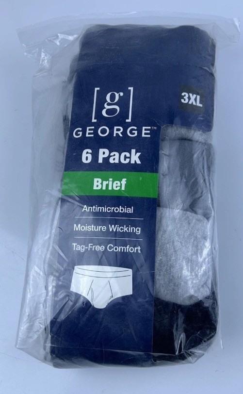 George 6 Pk Moisture Wicking Briefs Tag-Free Comfort Sz 3XL NEW