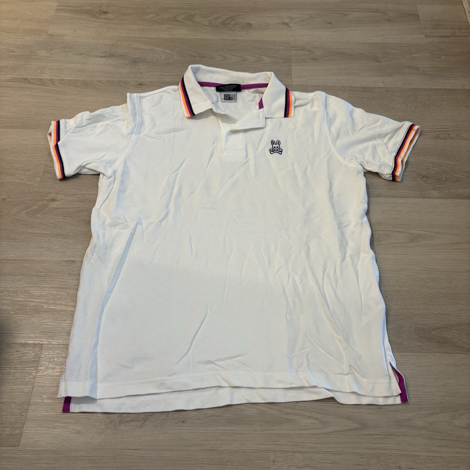 Psycho Bunny Polo Shirt Men’s 5 Large White Cotton Logo Summer