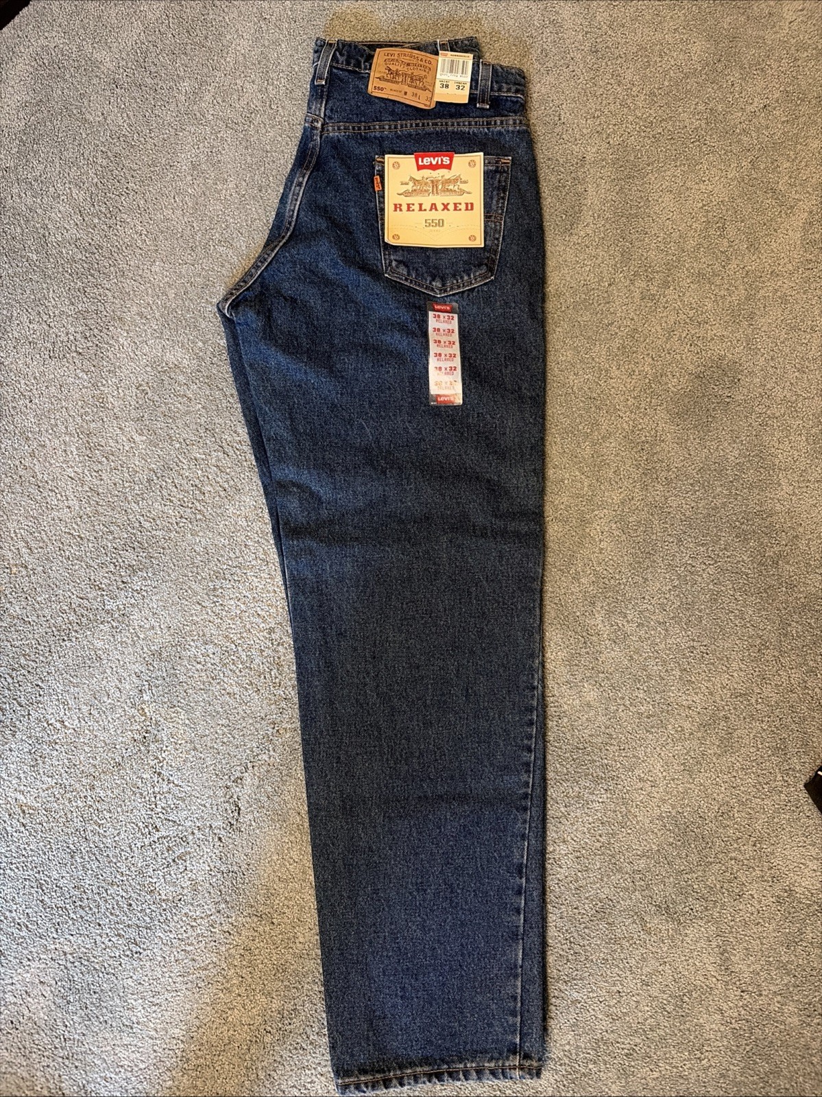 Deadstock Vintage 1997 Levi’s 550 Orange Tab Made in USA Jeans Relaxed Fit 36×32