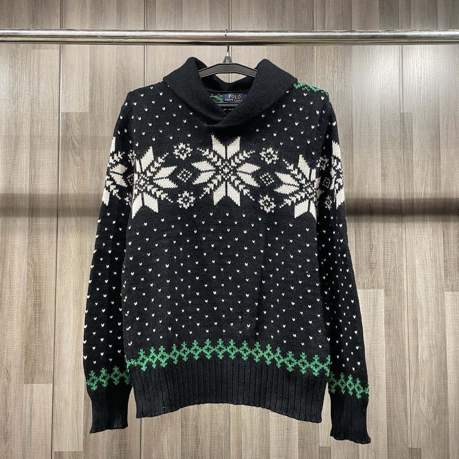 Polo Ralph Lauren Shal Collar Snowflake Knit Sweater Size M