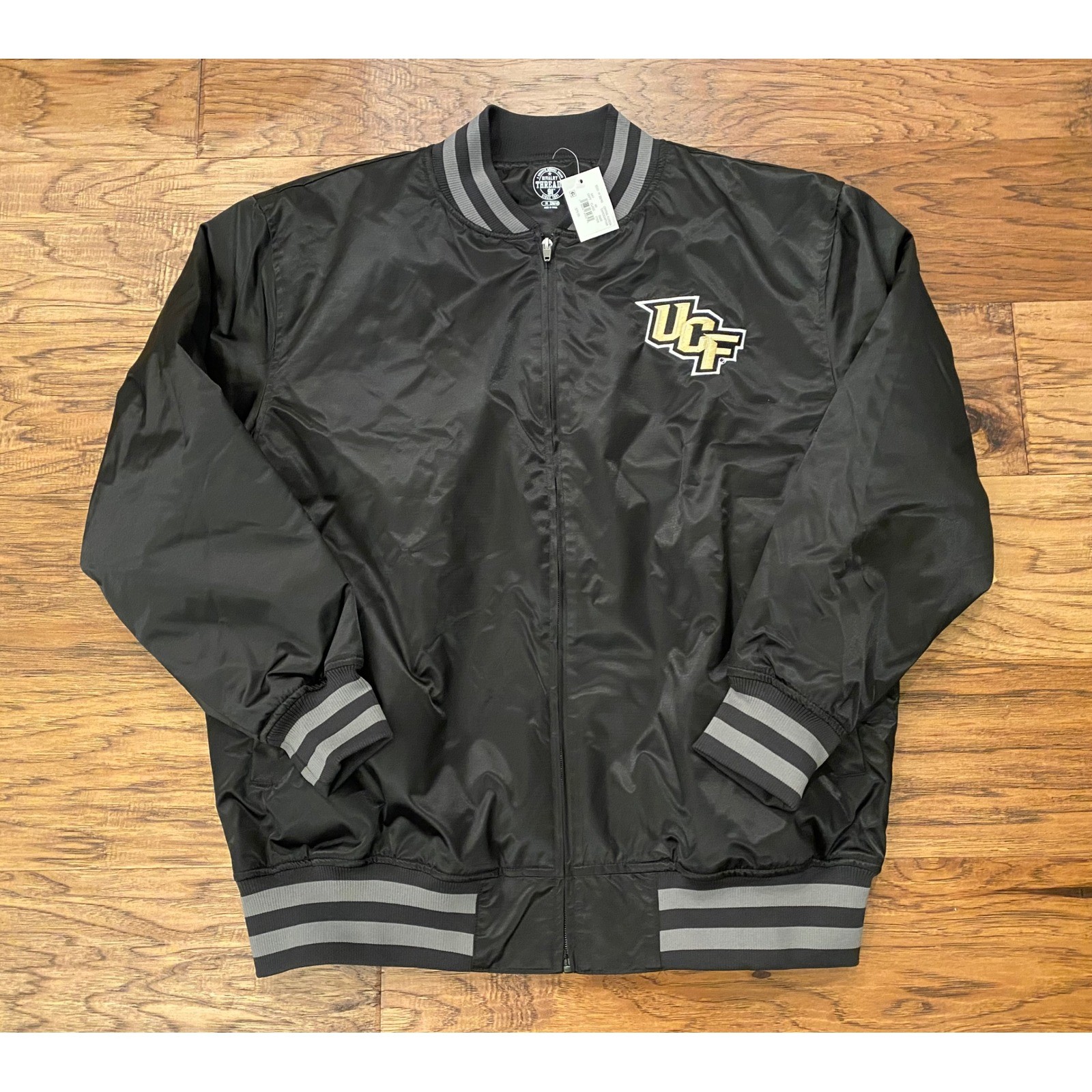 UCF Knights Rivalry Threads Bomber Jacket Mens Medium Black Varsity Full Zip NWT