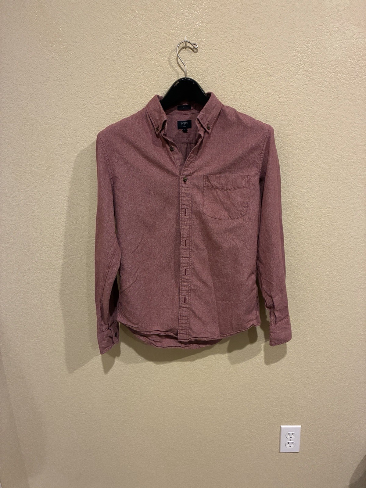 J.CREW Men’s Jaspe Shirt Red, Long Sleeve, Slim Fit, Button-Down sz Medium