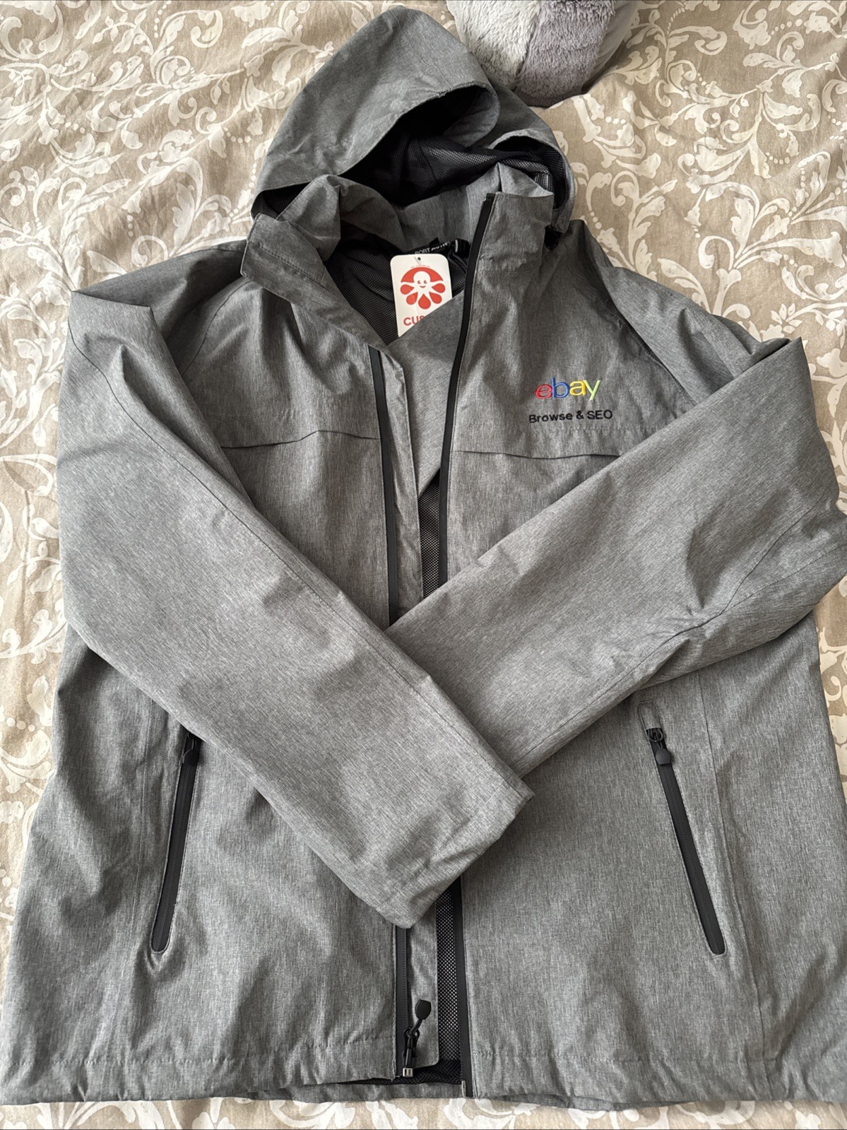 Port Authority eBay Employee Issue Gray Windbreaker Hooded Jacket Mens XL